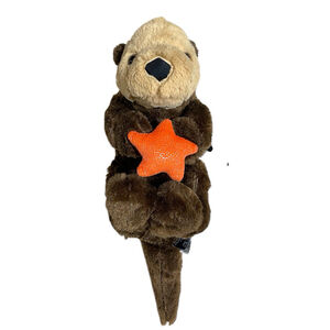 Unipak Sea Otter Shiny Orange Starfish Plush 2014 Stuffed Animal Toy Brown 14”